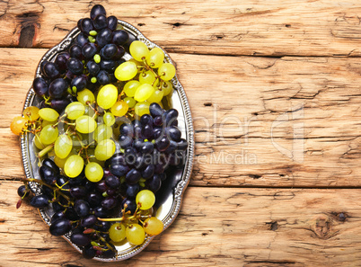 grapes on a tray