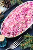 Salad with beets and herring