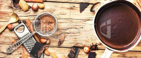 Melting chocolate in a metal bowl