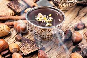 Melting chocolate,spice and nuts