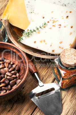 Swiss cheese with pine nuts