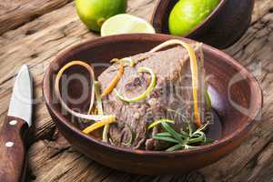 Beef meat with lime