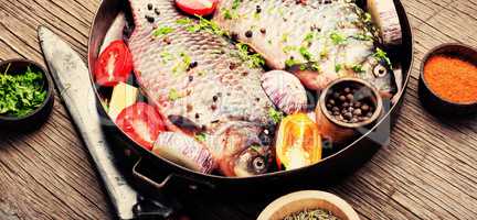 Fresh sea fish with vegetables