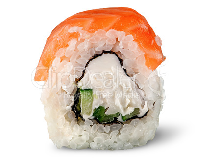 Single piece of sushi roll of Philadelphia