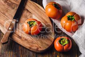 Persimmons with Knife