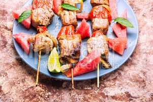 Shish kebab with watermelon