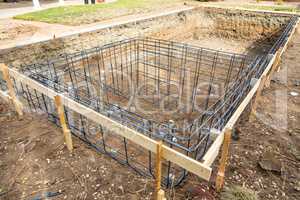 New Swimming Pool Steel Rebar Framing Construction Site