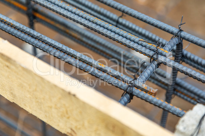 New Steel Rebar Framing Abstract At Construction Site