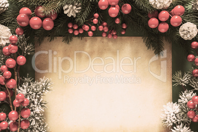 Christmas Decoration, Retro Fir Tree Branch, Copy Space