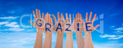 Many Hands Building Grazie Means Thank You, Blue Sky
