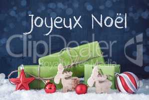 Green Christmas Gifts, Snow, Joyeux Noel Means Merry Christmas