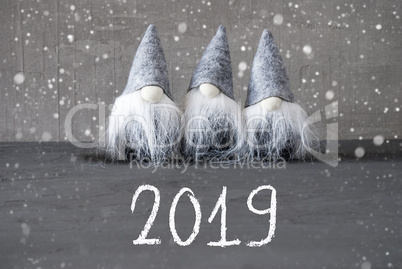 Three Gray Gnomes, Urban Cement, Snowflakes, Text 2019