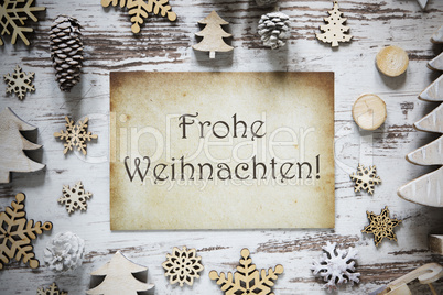 Rustic Decoration, Paper, Frohe Weihnachten Means Merry Christmas