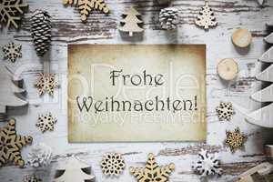 Rustic Decoration, Paper, Frohe Weihnachten Means Merry Christmas