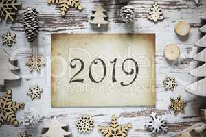 Rustic Christmas Decoration, Brown Vintage Paper, Text 2019