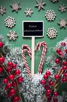 Retro Black Christmas Sign,Lights, Frohe Weihnachten Means Merry Christmas