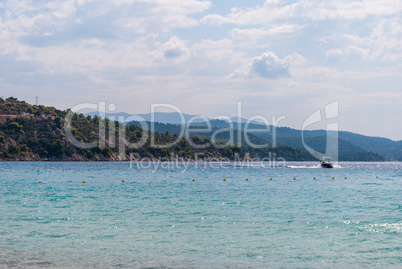 beautiful view of the sea off the coast of Greece. boat trip