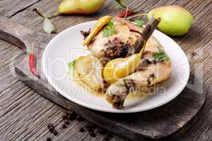 Chicken stewed in pear