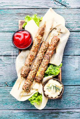 Kebab - grilled meat with herbs