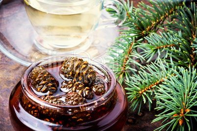 Jam from pine cones for tea