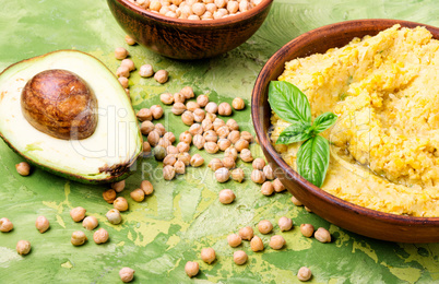 Classic hummus with on the plate