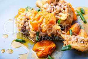 Chicken stewed in apricots