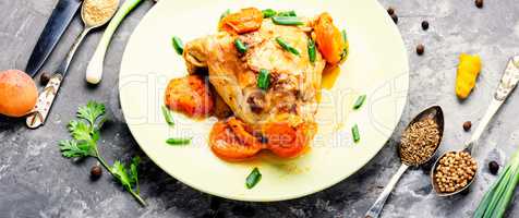 Chicken stewed in apricots