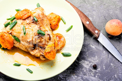 Chicken stewed in apricots