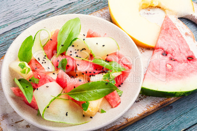Salad with watermelon and melon
