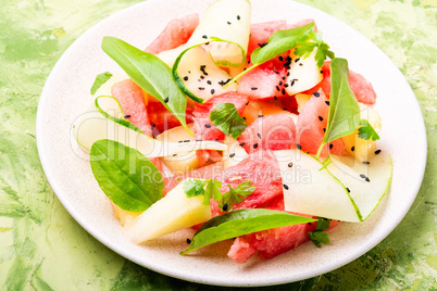 Salad with watermelon and melon