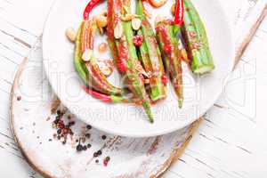 Vegetarian dish from okra
