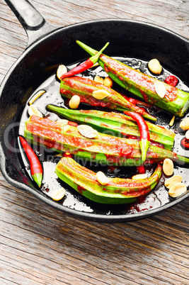 Vegetarian dish from okra