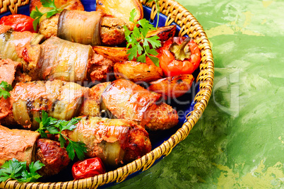Eggplant rolls with meat