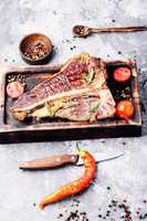 Sirloin steak on cutting board