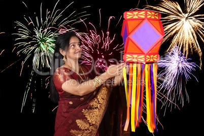 Indian Woman in Diwali