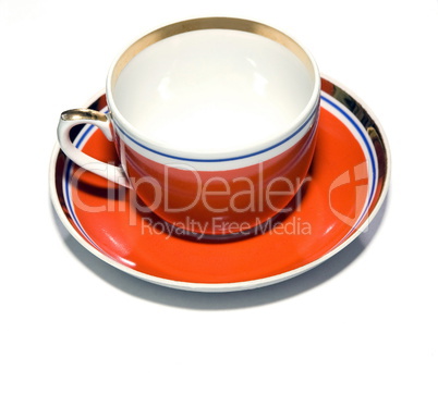 red cup with saucer