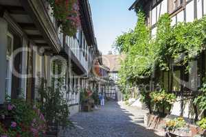 City of Gengenbach, half-timbered houses with flowers