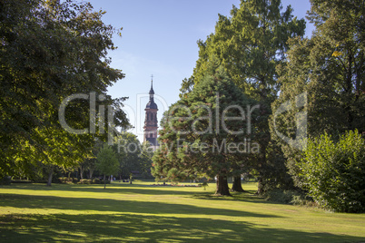 City of Gengenbach, park and garden with view of the church