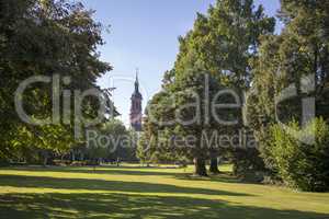 City of Gengenbach, park and garden with view of the church