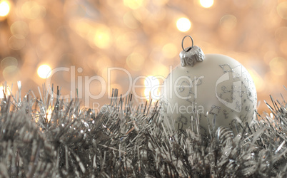 Christmas bauble with blurred lights