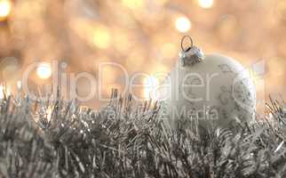 Christmas bauble with blurred lights