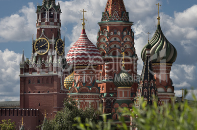 Moscow Russia View on Kremlin and St. Basil Cathedral