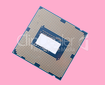 central Processor unit isolated on pink background at dry sunny