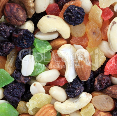 set of dried fruit at dry sunny summer day