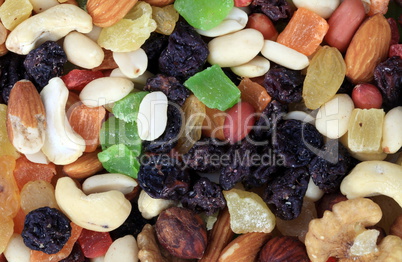 set of dried fruit at dry sunny summer day