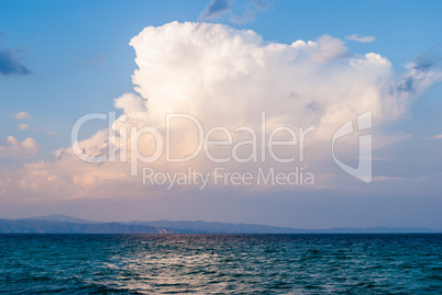 Beautiful white clouds with blue sky over the sea