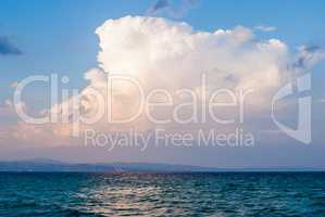 Beautiful white clouds with blue sky over the sea