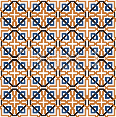 Blue and orange geometric tiles pattern