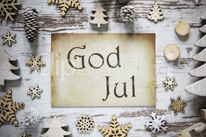 Rustic Christmas Decoration, Paper, God Jul Means Merry Christmas
