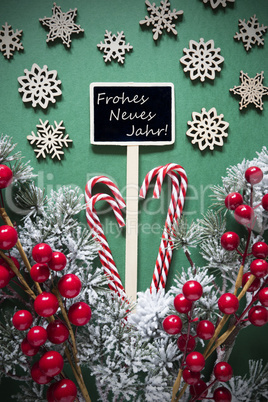 Retro Black Christmas Sign,Lights, Frohes Neues Means Happy New Year